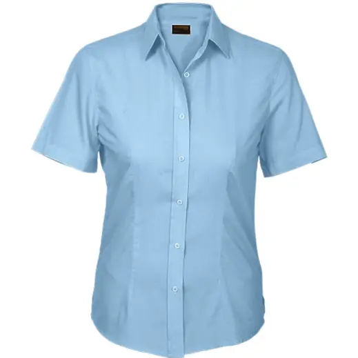 Sky Blue Basic Poly Cotton Blouse Short Sleeve Ladies